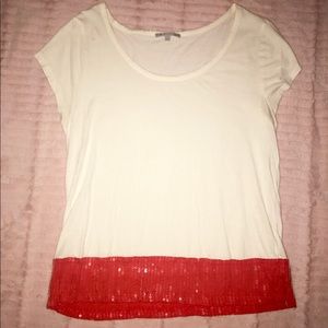 Ivory and Coral Sequin Top from Gap!